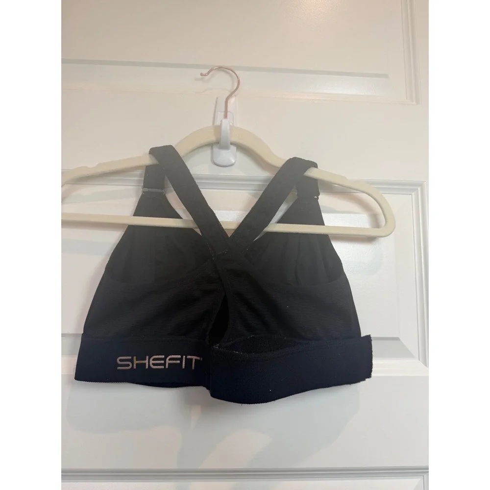 SHEFIT Ultimate Sports Bra Black High Impact Front Zip Adjustable Straps 110002
